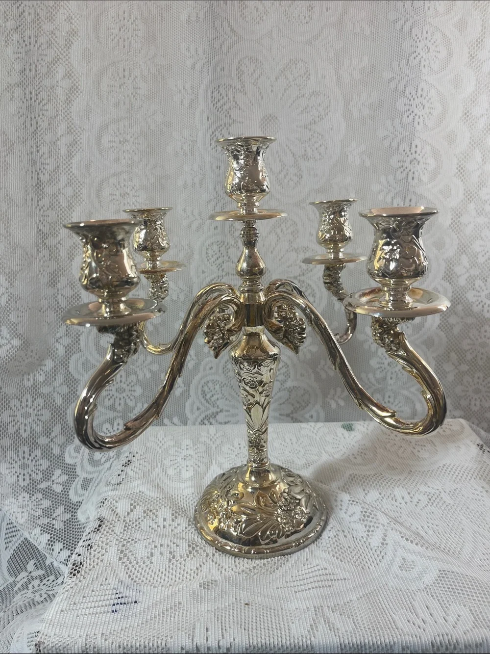 International Silver Company Five-Arm Candelabra - Silver Plated